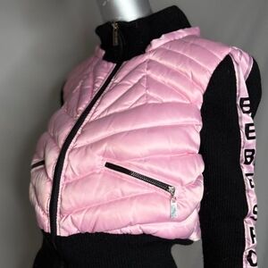 Bebe Pink Black Bomber Jacket